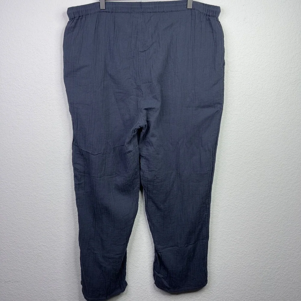 Quince Pants Womens XL Blue Indigo Organic Gauze Straight Leg Minimalist Coastal